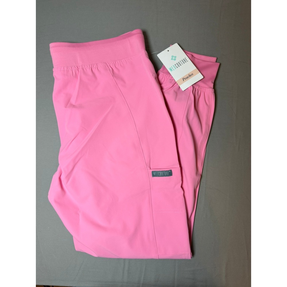 Med Couture Peaches Seamed Jogger Performance Scrub Pants Pink Womens Medium NWT